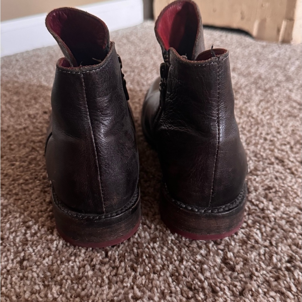 BED|STU Black and Red Ankle Boots with Distressed Leather - Picture 5 of 7